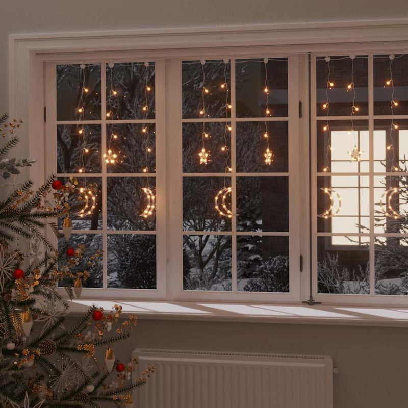Load image into Gallery viewer, Vidaxl lichtslinger ster en maan afstandsbediening 138 led's warmwit