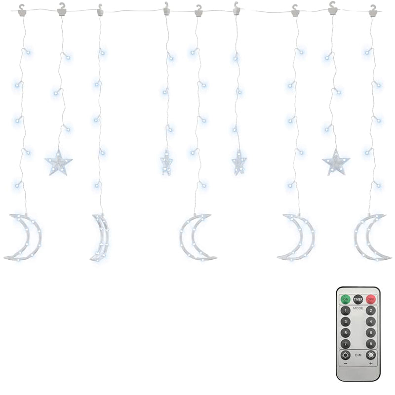 Load image into Gallery viewer, Vidaxl lichtslinger ster en maan afstandsbediening 138 led's koudwit