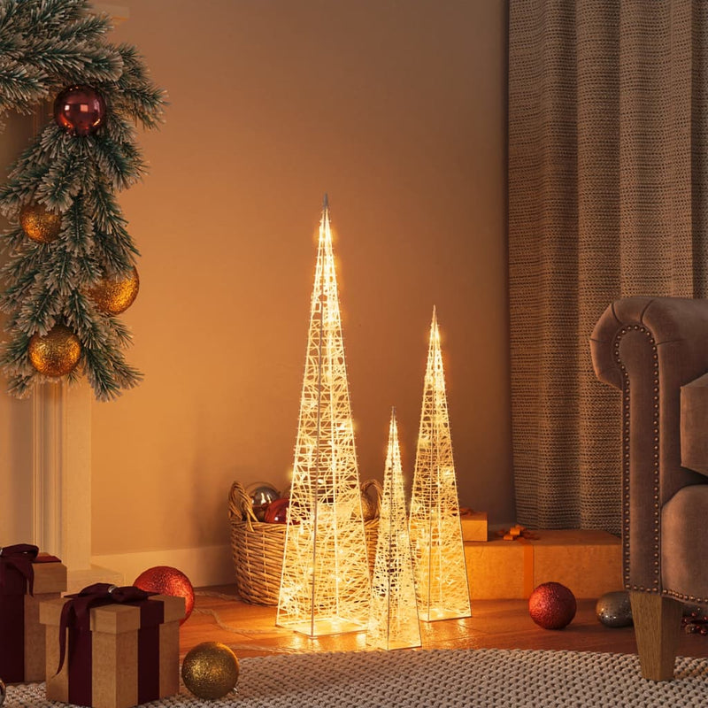 Load image into Gallery viewer, VidaXL Lichtkegelset decoratief LED 30 45 60 cm acryl warmwit