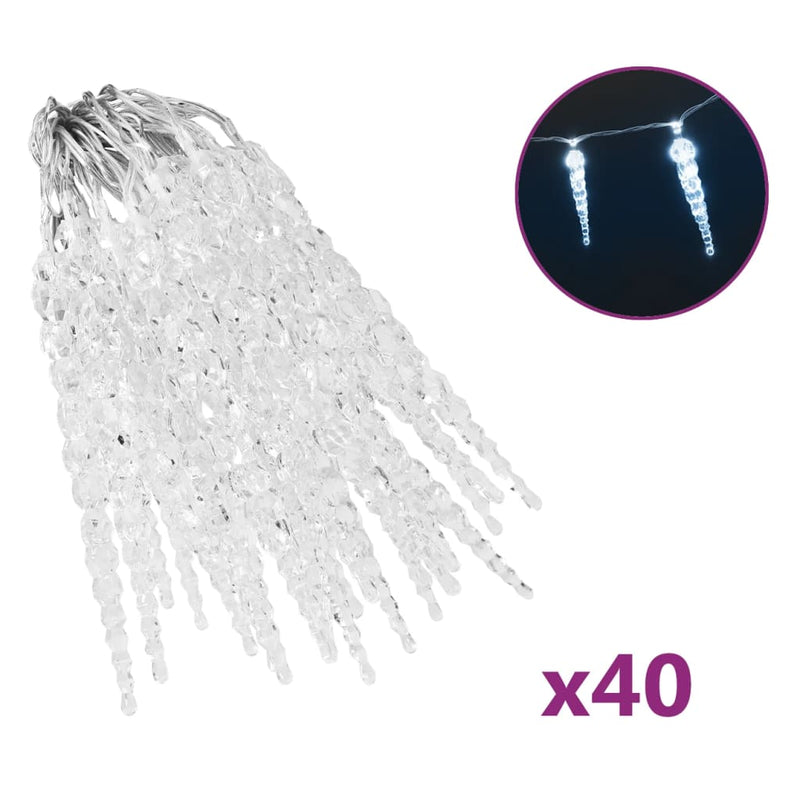 Afbeelding laden in galerijviewer, VidaXL Kerstverlichting ijspegel met 40 LED's acryl koudwit
