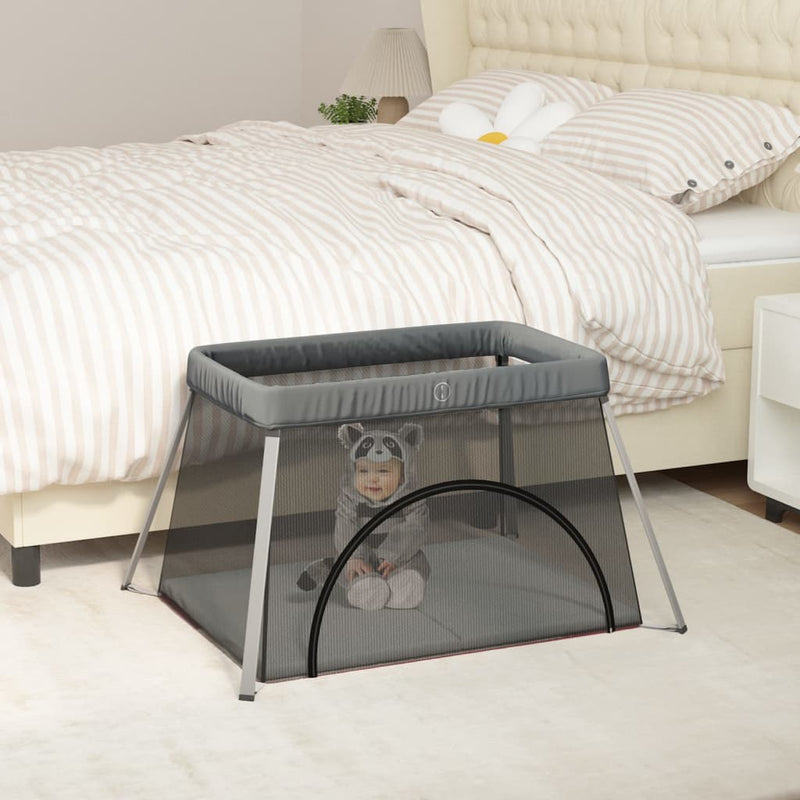 Load image into Gallery viewer, Vidaxl babybox met matras linnen donkergrijs