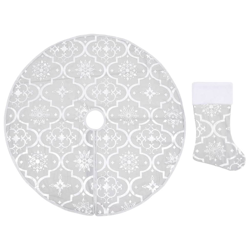 Load image into Gallery viewer, Vidaxl kerstboomrok luxe met sok 150 cm stof wit