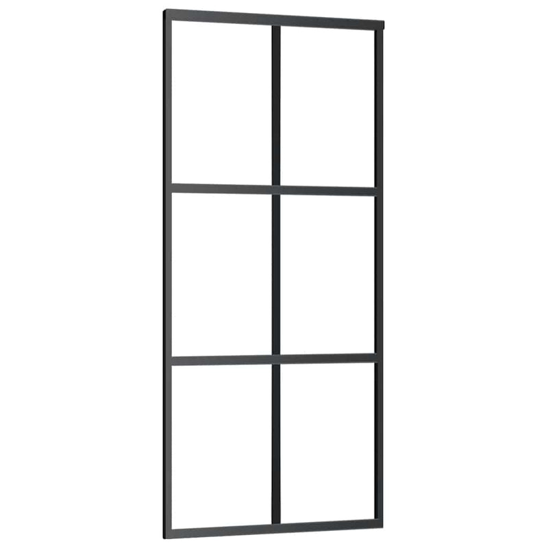 Laden Sie das Bild in Galerie -Viewer, Vidaxl schuifdeur 90x205 cm esg-glas en aluminium zwart