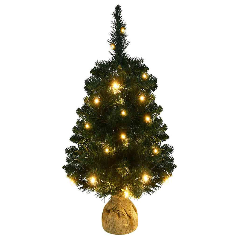 Load image into Gallery viewer, Vidaxl kunstkerstboom met verlichting en standaard 90 cm pvc groen