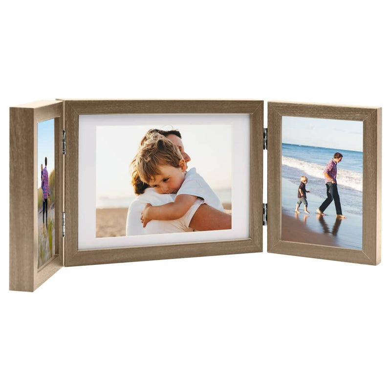 Load image into Gallery viewer, Vidaxl fotolijst drieluik 22x15 cm+2x(10x15 cm) lichtbruin
