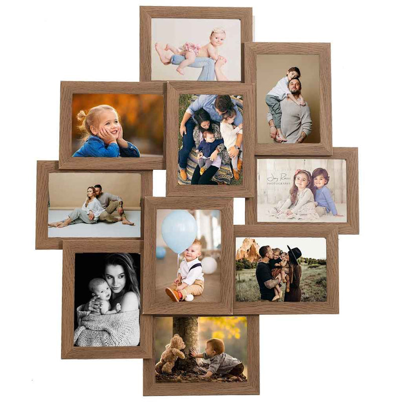 ギャラリービューアに画像をロードする, Vidaxl fotolijst voor 10x(10x15 cm) foto mdf lichtbruin