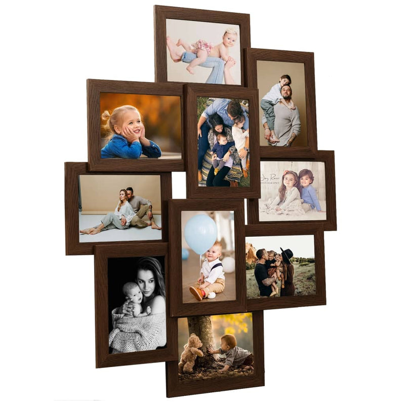 Load image into Gallery viewer, Vidaxl fotolijst voor 10x(10x15 cm) foto mdf donkerbruin