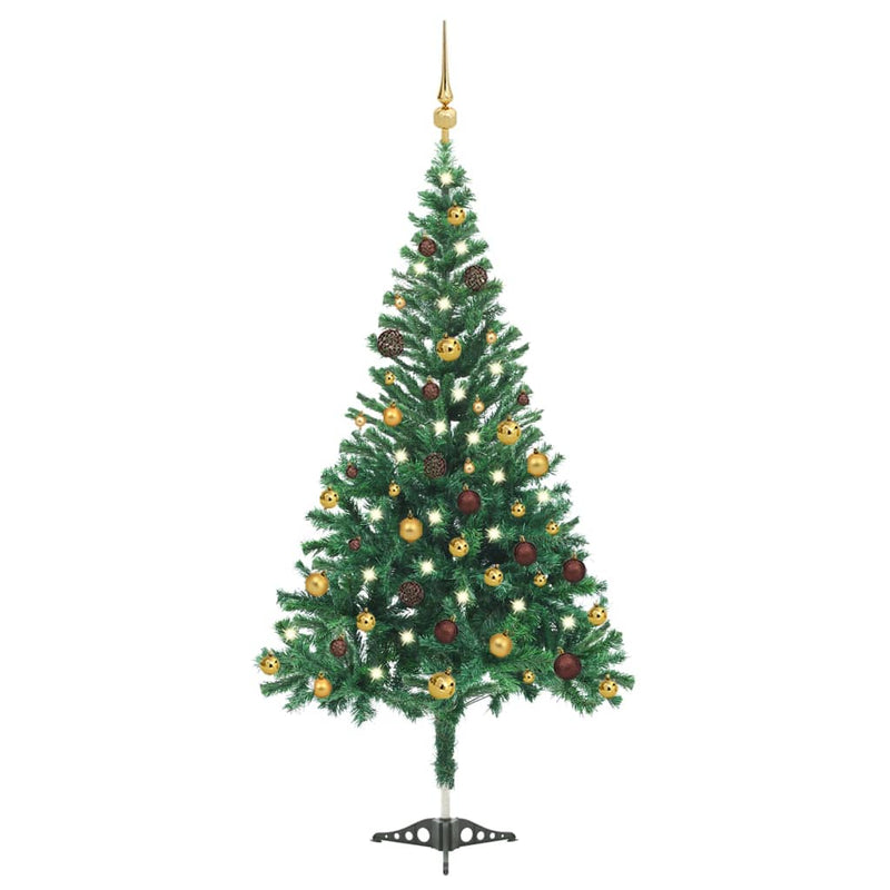Load image into Gallery viewer, VidaXL Kunstkerstboom met verlichting en kerstballen 910 takken 210 cm