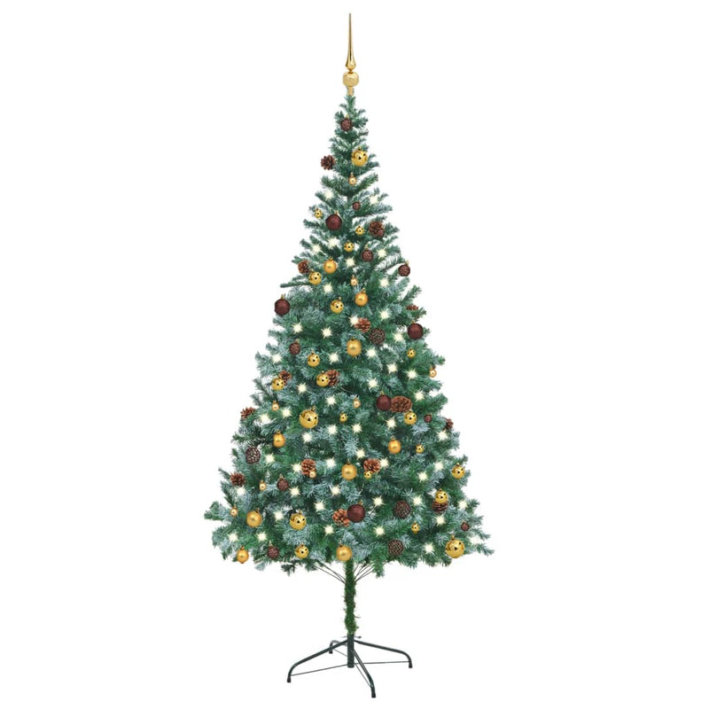 Load image into Gallery viewer, VidaXL Kunstkerstboom met verlichting kerstballen dennenappels 210 cm
