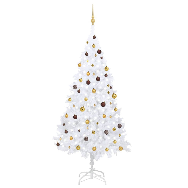 Load image into Gallery viewer, VidaXL Kunstkerstboom met verlichting en kerstballen 240 cm wit