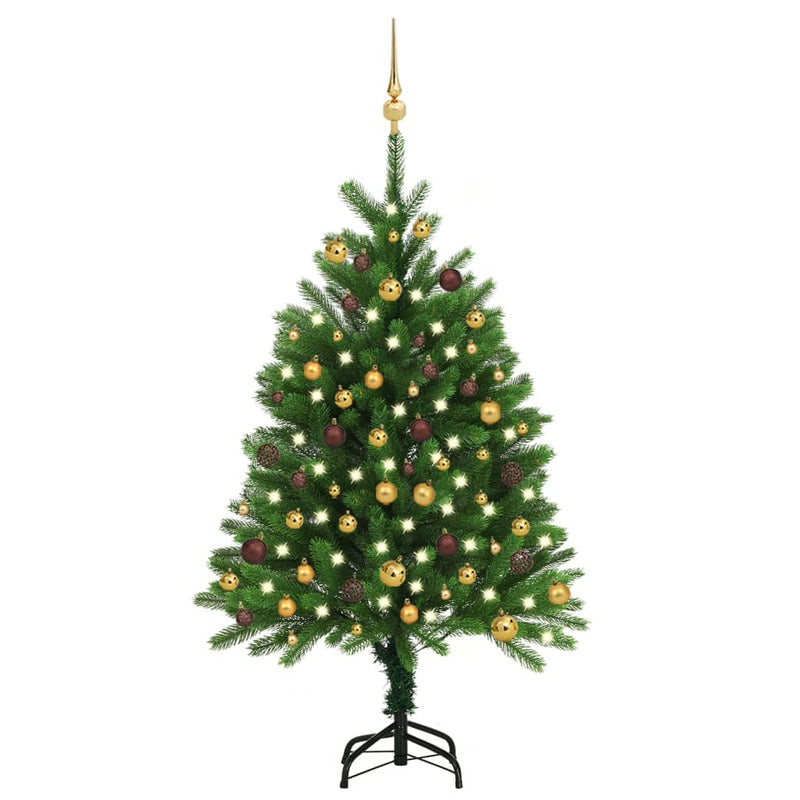 Load image into Gallery viewer, VidaXL Kunstkerstboom met verlichting en kerstballen 120 cm groen