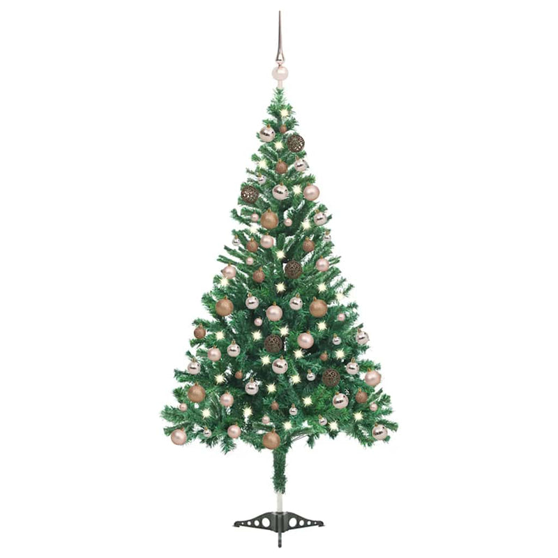 Afbeelding laden in galerijviewer, Vidaxl kunstkerstboom met verlichting en kerstballen 230 takken 120 cm