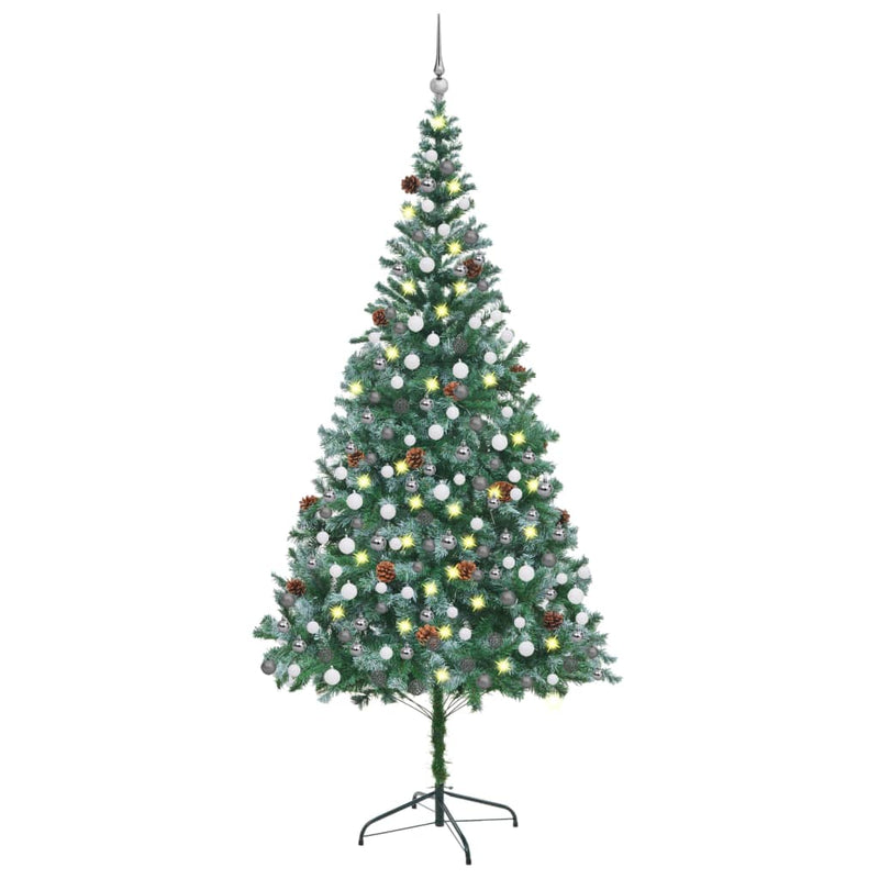Afbeelding laden in galerijviewer, Vidaxl kunstkerstboom met verlichting kerstballen dennenappels 210 cm