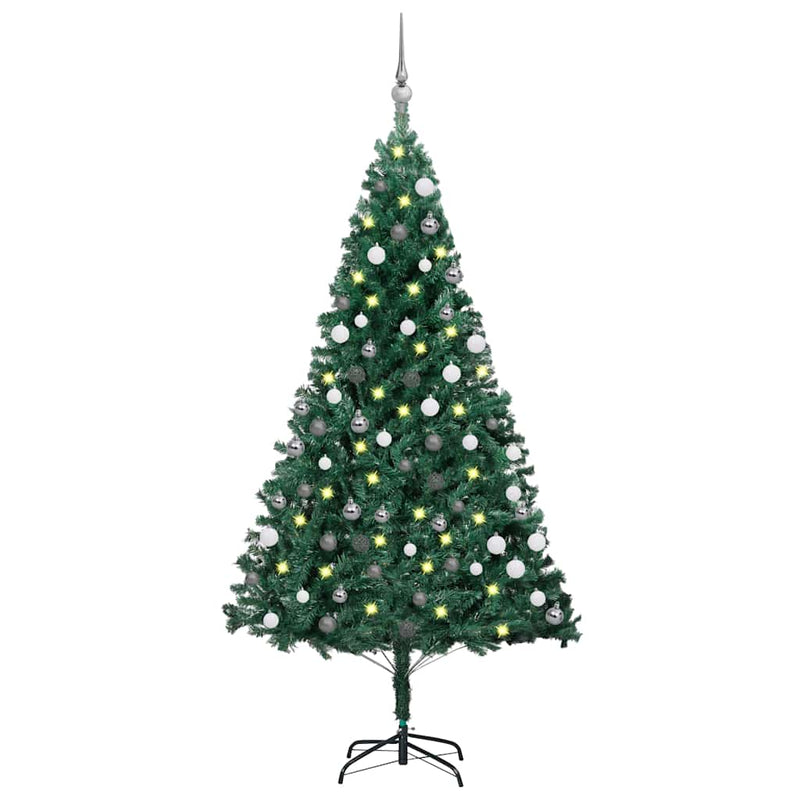 Load image into Gallery viewer, Vidaxl kunstkerstboom met verlichting en kerstballen 120 cm pvc groen