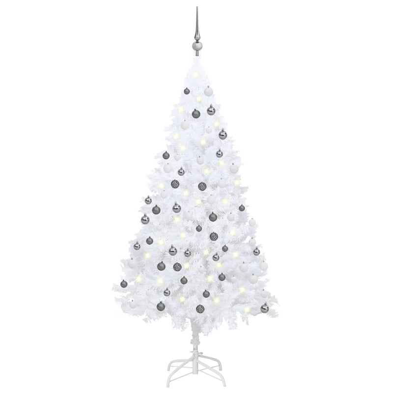 Afbeelding laden in galerijviewer, Vidaxl kunstkerstboom met verlichting en kerstballen 180 cm pvc wit