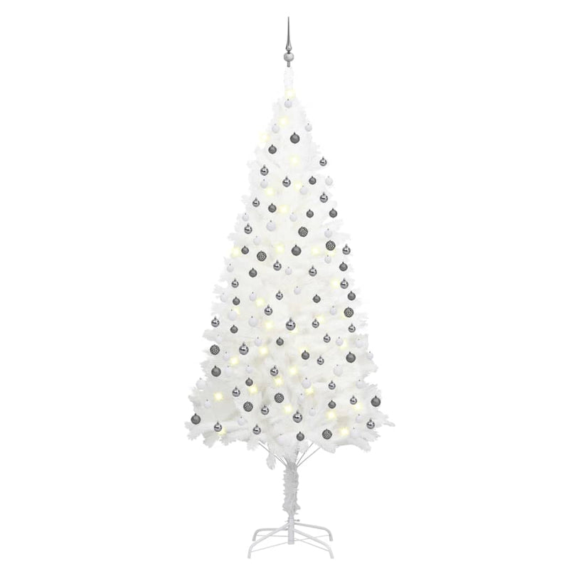 Afbeelding laden in galerijviewer, Vidaxl kunstkerstboom met verlichting en kerstballen 240 cm wit