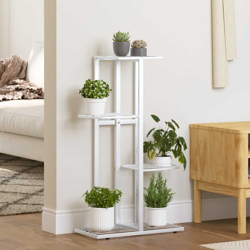 Load image into Gallery viewer, Vidaxl bloemenstandaard met 4 lagen 43x22x76 cm metaal wit