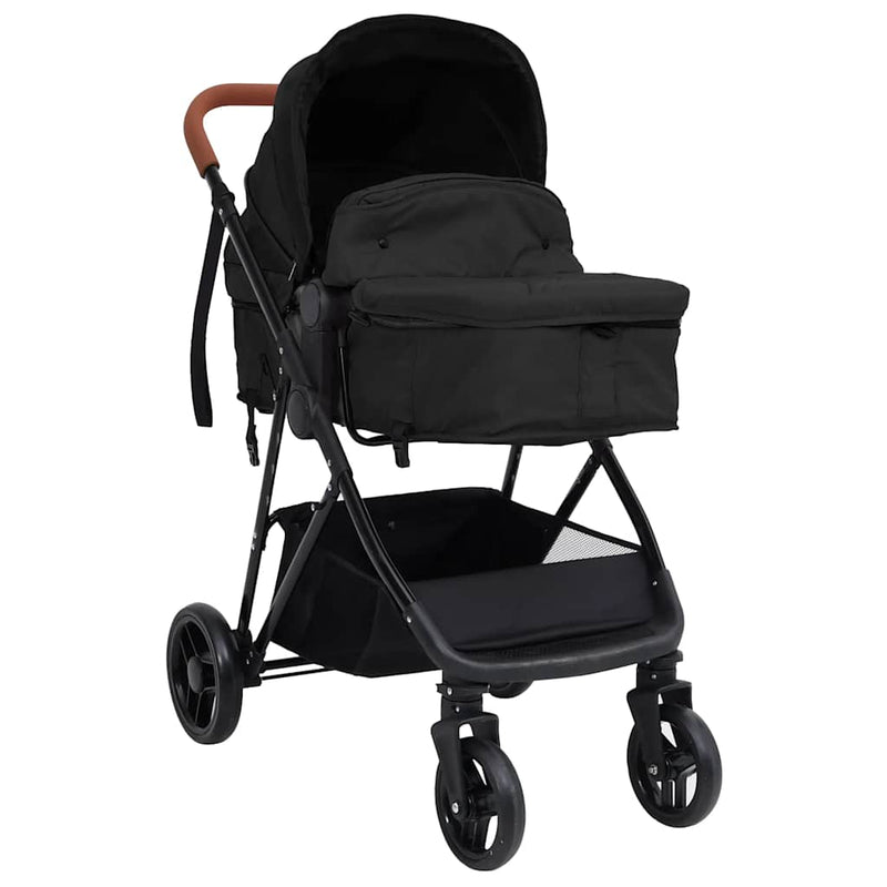 Load image into Gallery viewer, Vidaxl kinderwagen 3-in-1 staal antracietkleurig en zwart