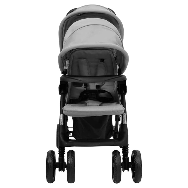 Load image into Gallery viewer, Vidaxl tweelingkinderwagen tandem staal lichtgrijs