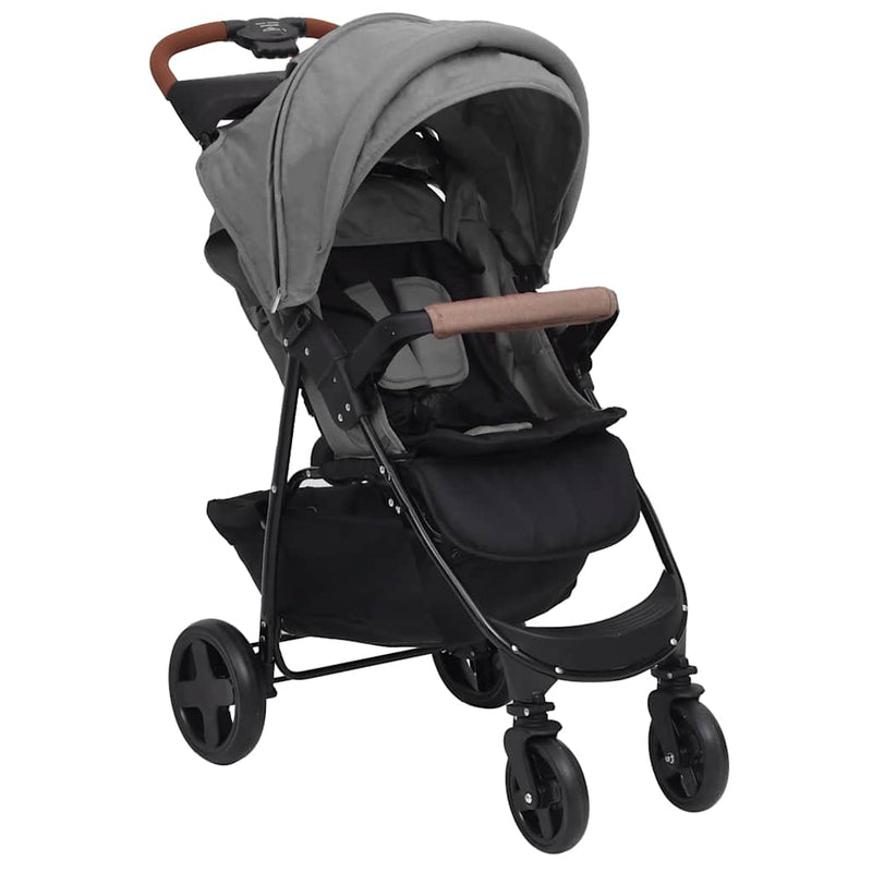 Load image into Gallery viewer, VidaXL Kinderwagen 3-in-1 staal lichtgrijs