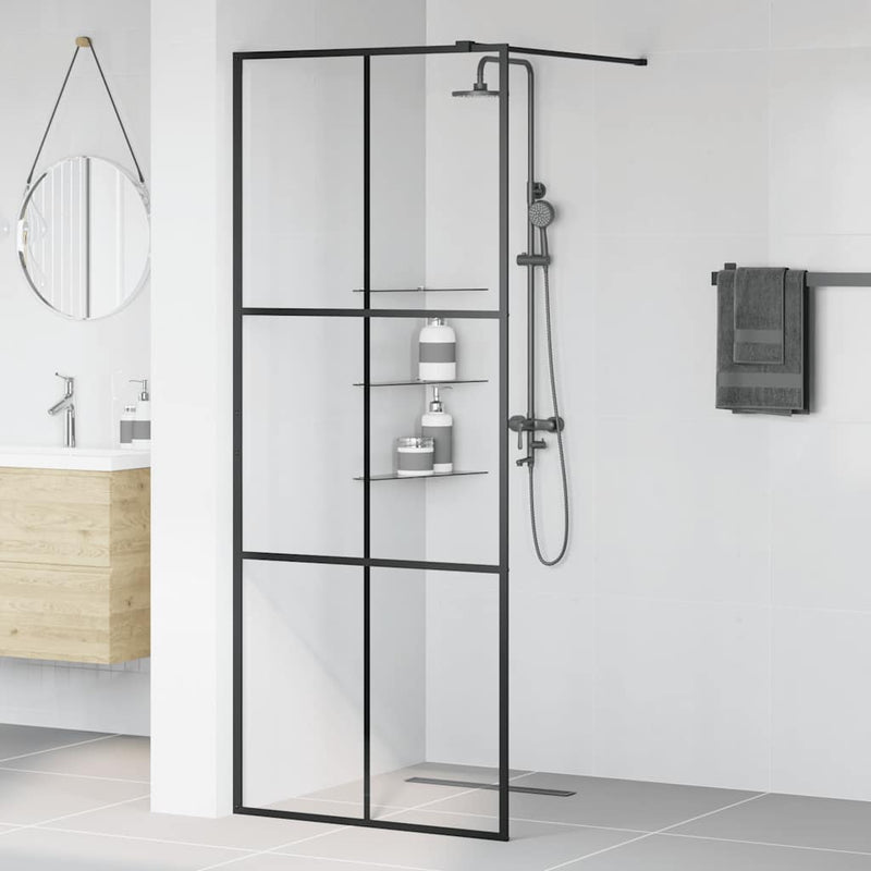 Load image into Gallery viewer, Vidaxl inloopdouchewand 80x195 cm esg-glas transparant en zwart