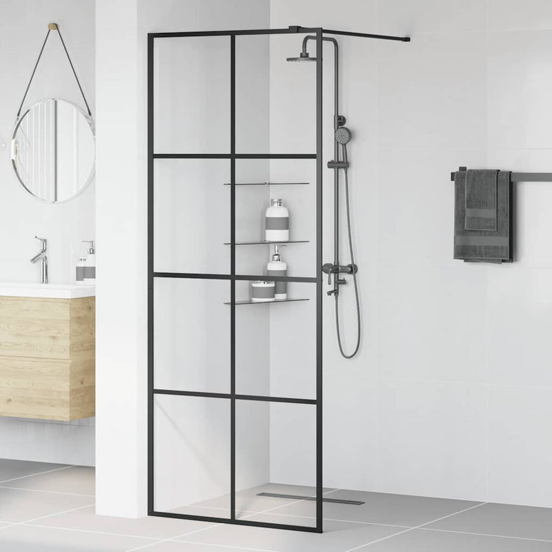Load image into Gallery viewer, Vidaxl inloopdouchewand 80x195 cm esg-glas transparant en zwart