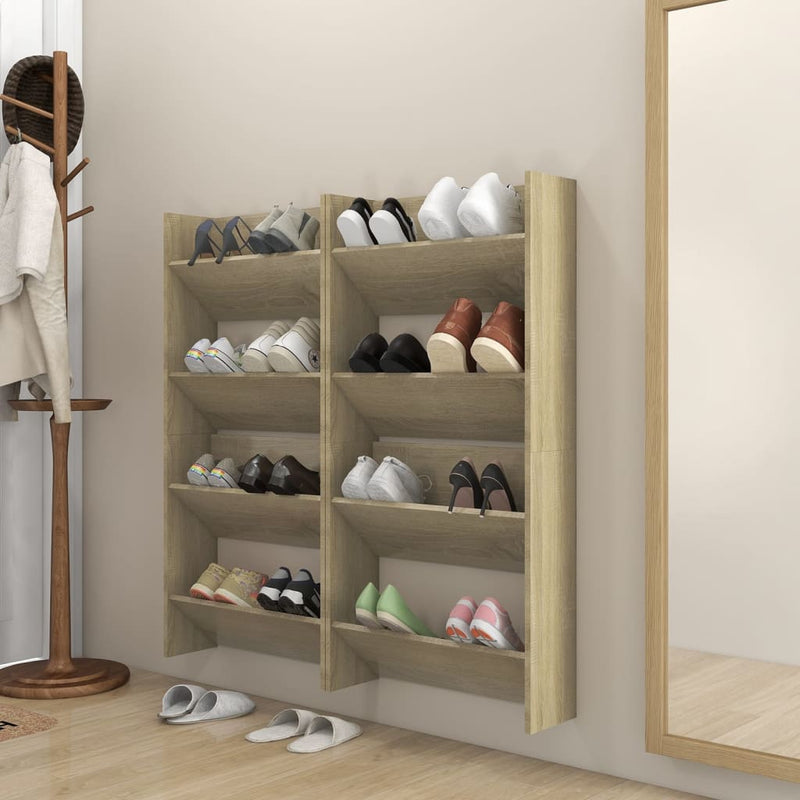Load image into Gallery viewer, Vidaxl wandschoenenkasten 4 st 60x18x60 cm bewerkt hout sonoma eiken