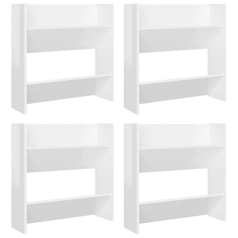 Load image into Gallery viewer, Vidaxl wandschoenenkasten 4 st 60x18x60 cm bewerkt hout hoogglans wit