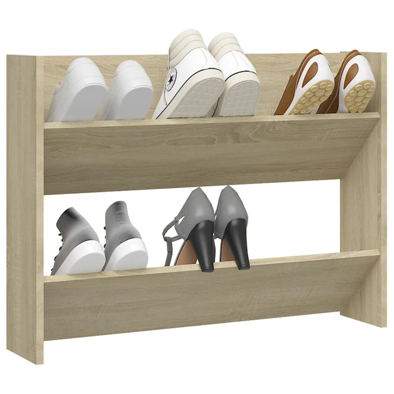 Load image into Gallery viewer, Vidaxl wandschoenenkast 80x18x60 cm bewerkt hout sonoma eikenkleurig