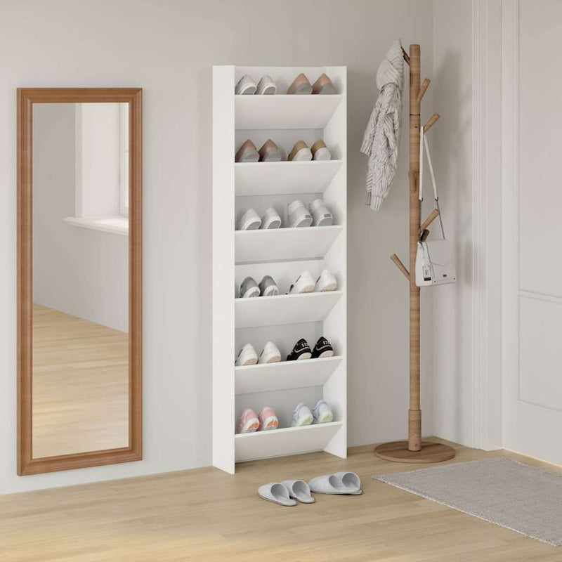 Laden Sie das Bild in Galerie -Viewer, Vidaxl wandschoenenkasten 2 st 60x18x90 cm spaanplaat wit