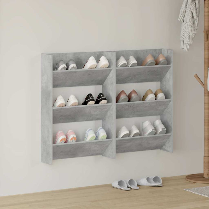 Load image into Gallery viewer, Vidaxl wandschoenenkasten 2 st 60x18x90 cm spaanplaat betongrijs