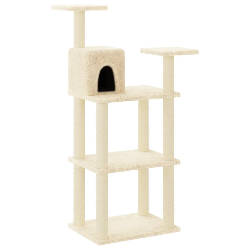 Load image into Gallery viewer, Vidaxl kattenkrabpaal met sisal krabpalen 118,5 cm crèmekleurig