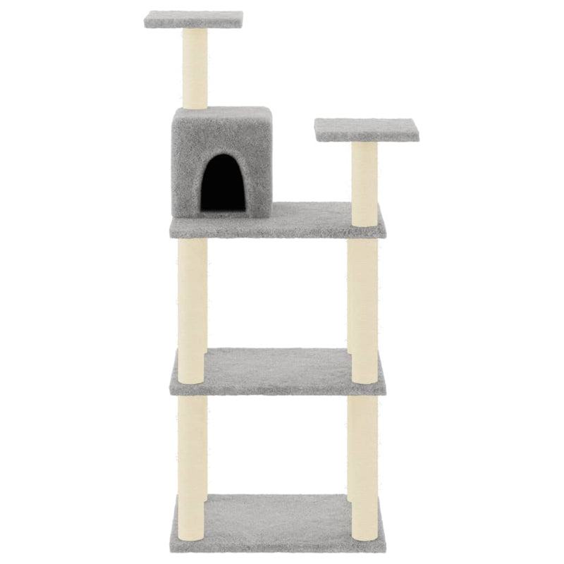 Load image into Gallery viewer, Vidaxl kattenkrabpaal met sisal krabpalen 118,5 cm lichtgrijs