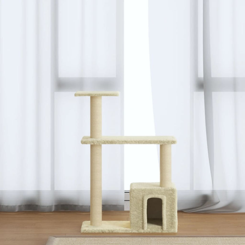 Load image into Gallery viewer, Vidaxl kattenkrabpaal met sisal krabpalen 70 cm crèmekleurig