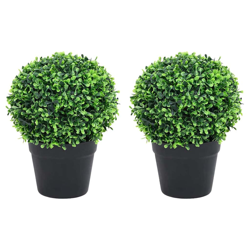 Afbeelding laden in galerijviewer, Vidaxl kunstplanten met pot 2 st buxus bolvorming 37 cm groen