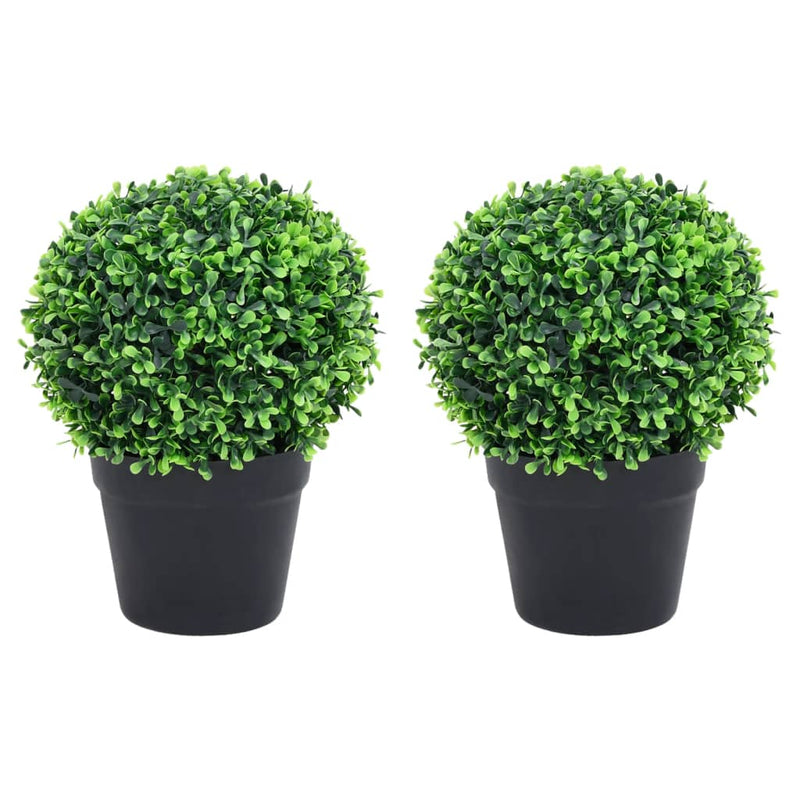 Load image into Gallery viewer, VidaXL Kunstplanten met pot 2 st buxus bolvorming 27 cm groen