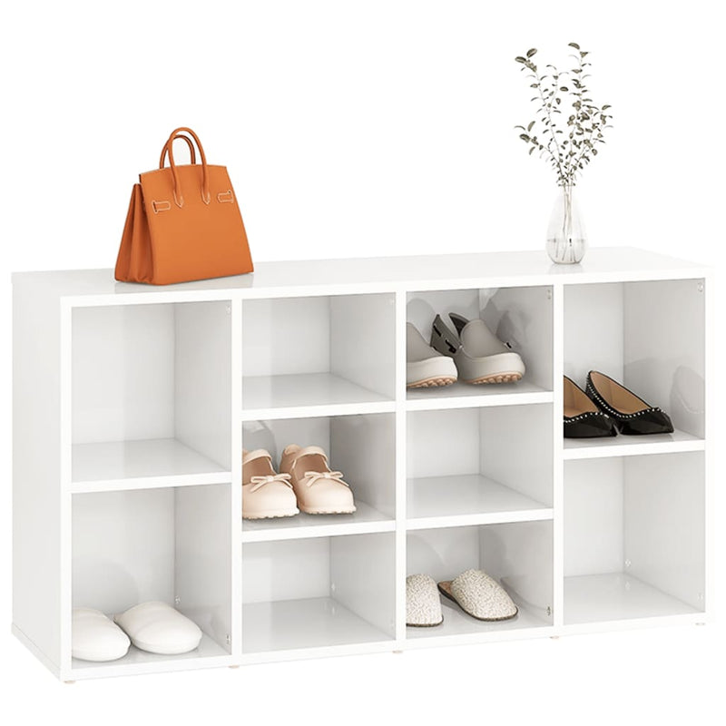 Load image into Gallery viewer, Vidaxl schoenenbank 103x30x54,5 cm bewerkt hout hoogglans wit
