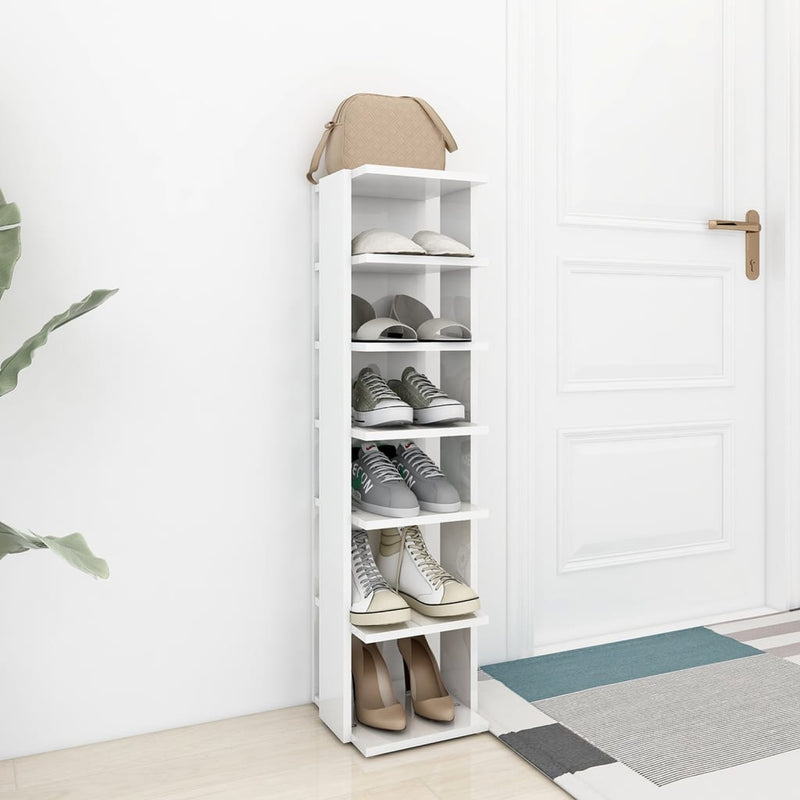 Load image into Gallery viewer, Vidaxl schoenenkast 27,5x27x102 cm bewerkt hout hoogglans wit