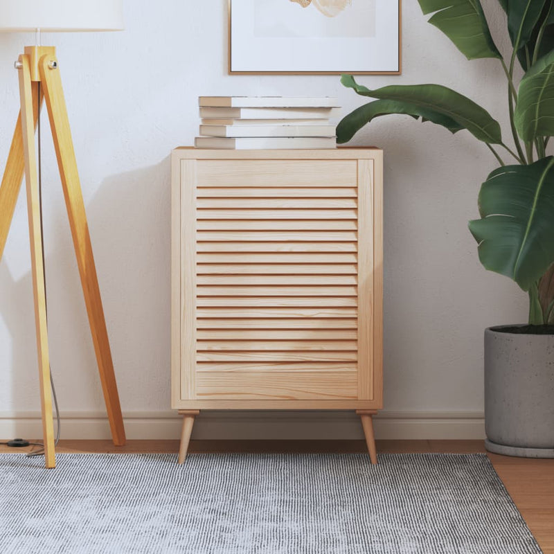 Load image into Gallery viewer, Vidaxl kastdeur met lamellen 61,5x49,4 cm massief grenenhout