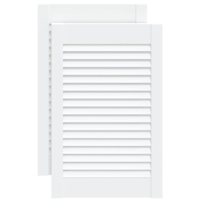 Load image into Gallery viewer, Vidaxl kastdeuren met lamellen 2 st 61,5x39,4 cm grenenhout wit