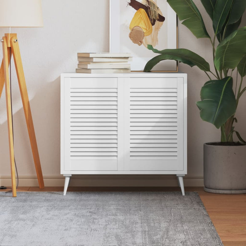 Load image into Gallery viewer, Vidaxl kastdeuren met lamellen 2 st 61,5x39,4 cm grenenhout wit