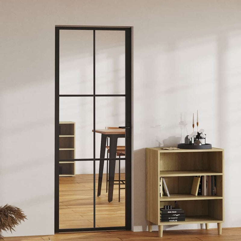 Load image into Gallery viewer, Vidaxl binnendeur 76x201,5 cm esg-glas en aluminium zwart