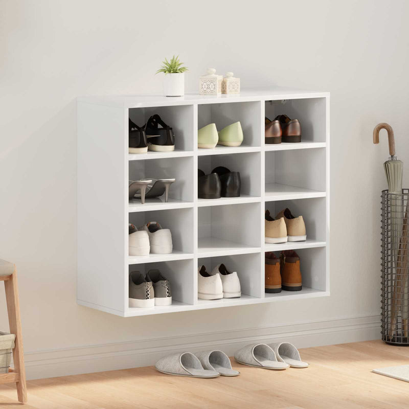 Laden Sie das Bild in Galerie -Viewer, Vidaxl schoenenkast met plank wit 77,5 x 30 x 67 cm bewerkt hout