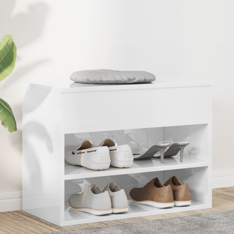 Load image into Gallery viewer, Vidaxl schoenenbank 60x30x45 cm bewerkt hout hoogglans wit