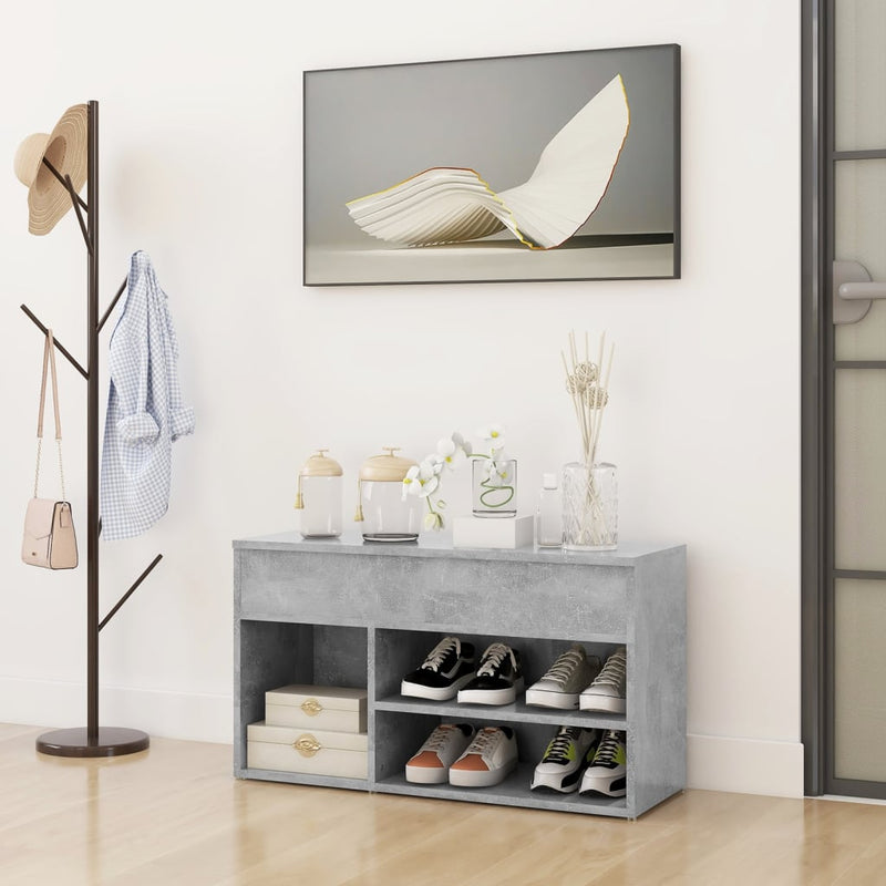 Load image into Gallery viewer, Vidaxl schoenenbank 80x30x45 cm bewerkt hout betongrijs