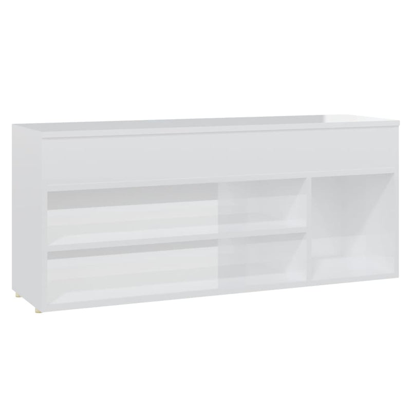 Load image into Gallery viewer, VidaXL Schoenenbank 105x30x45 cm bewerkt hout hoogglans wit