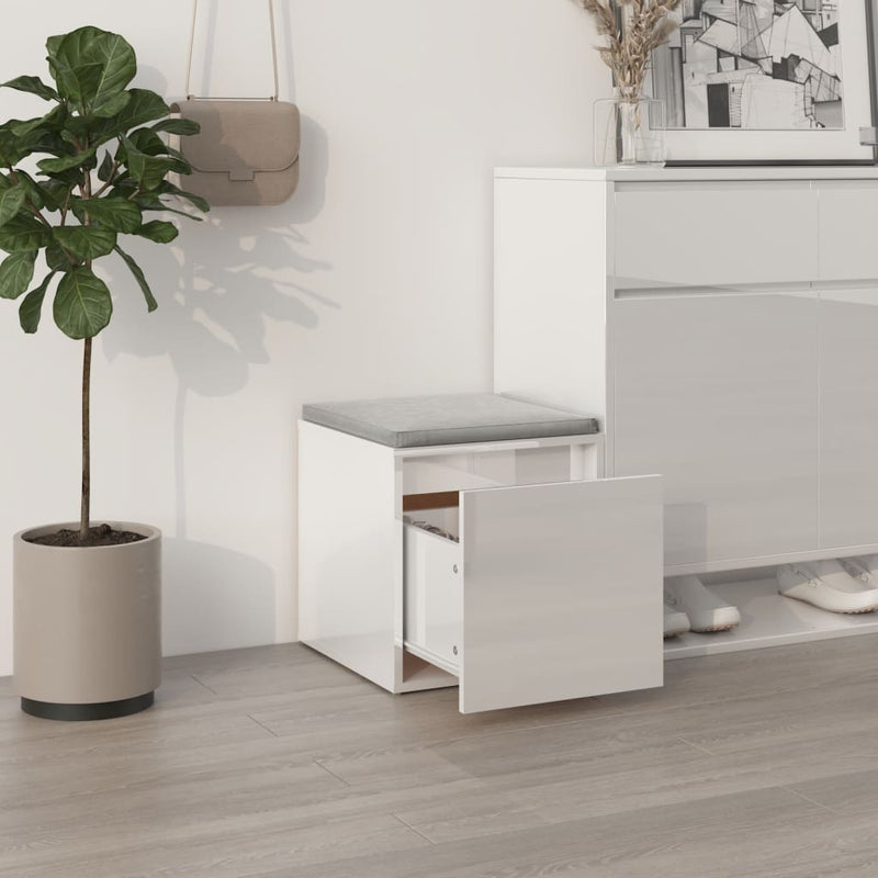 Load image into Gallery viewer, VidaXL Opbergbox met lade 40,5x40x40 cm bewerkt hout hoogglans wit