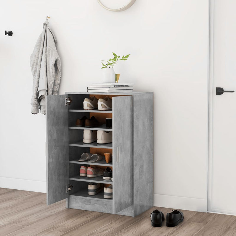 Load image into Gallery viewer, VidaXL Schoenenkast 60x35x92 cm bewerkt hout betongrijs
