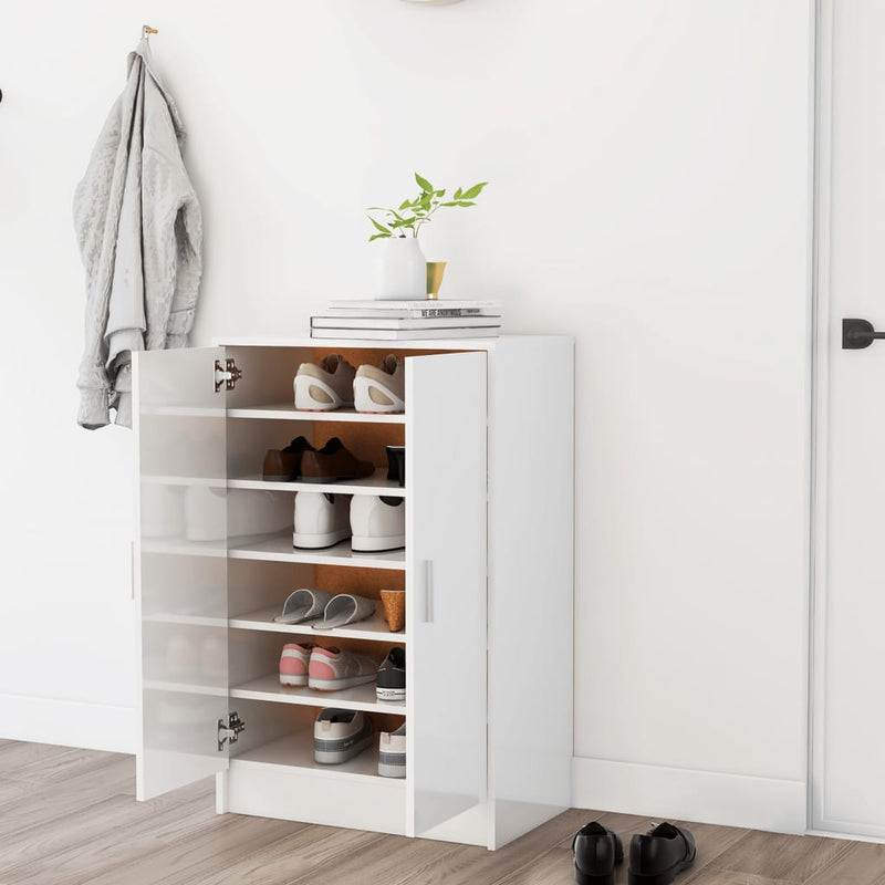 Load image into Gallery viewer, VidaXL Schoenenkast 60x35x92 cm spaanplaat hoogglans wit