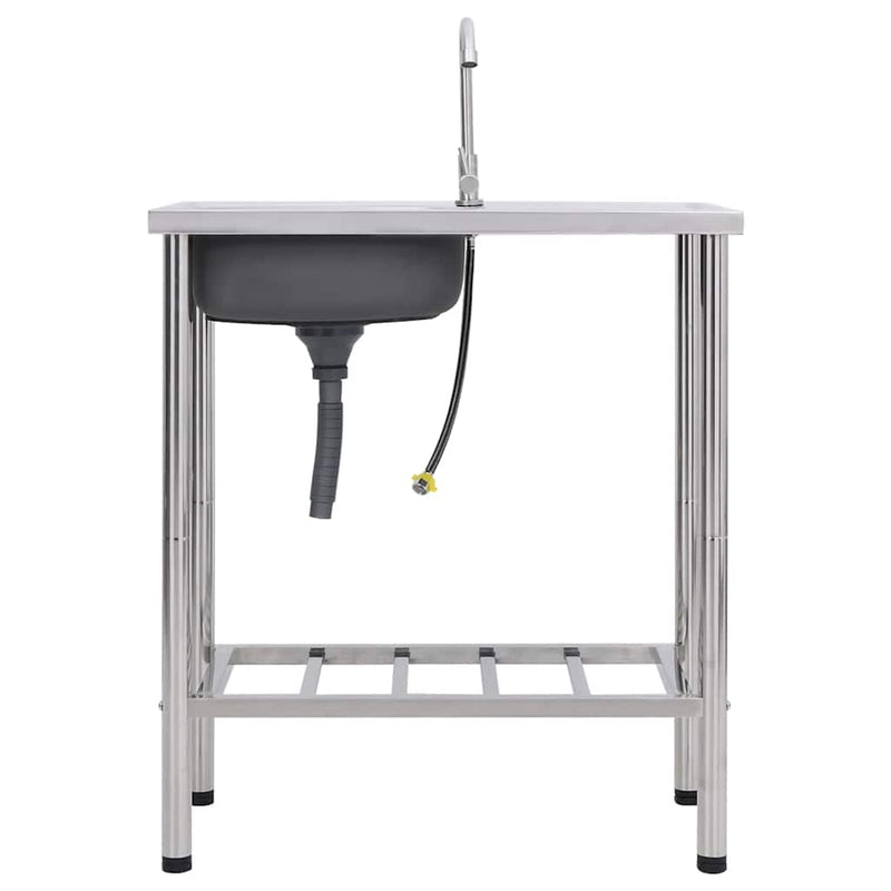 Load image into Gallery viewer, Vidaxl campinggootsteen enkele bak met kraan roestvrij staal